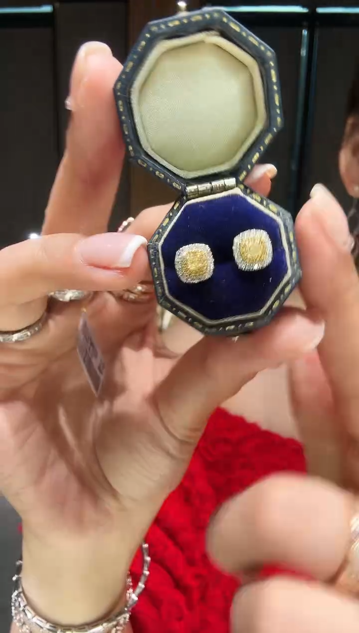 【闪购商品】钻石耳饰18K金镶嵌黄钻冰糖