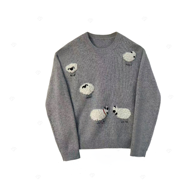 【AnDy】2025新款上新卡通羊驼设计慵懒风针织衫25-151-UN0198