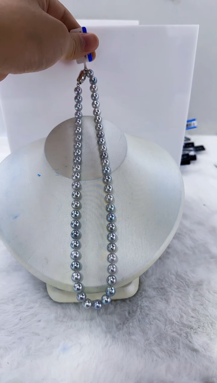 未镶嵌海水珍珠DA海水灰珠串链7-8 y306