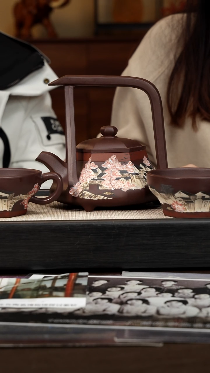 茶壶紫砂【P053】东坡提梁套组  450c  WXM