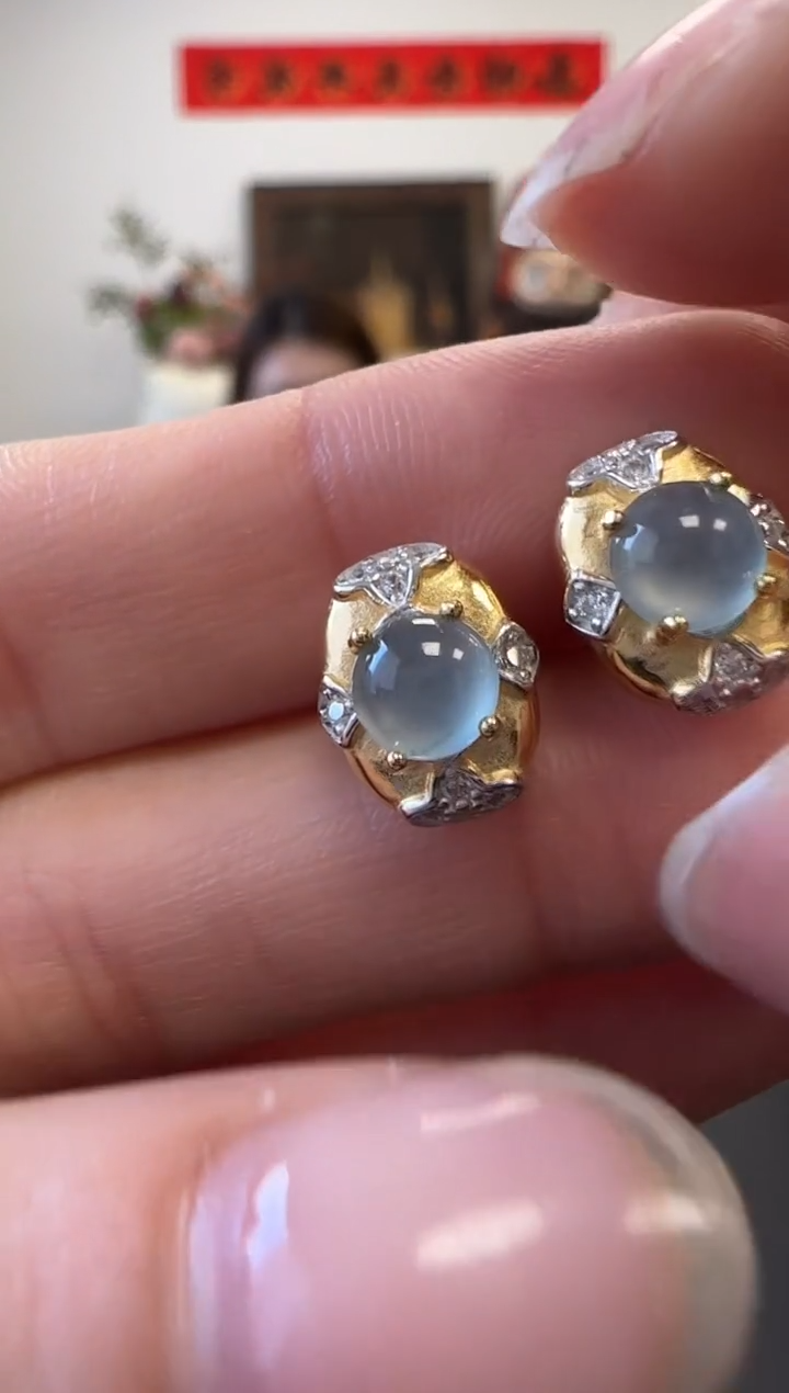 【闪购商品】翡翠耳饰银S925镶嵌没有鉴赏期