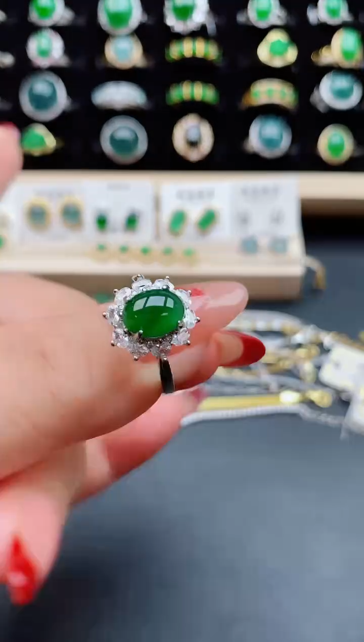 【闪购商品】翡翠戒指银S925镶嵌321321
