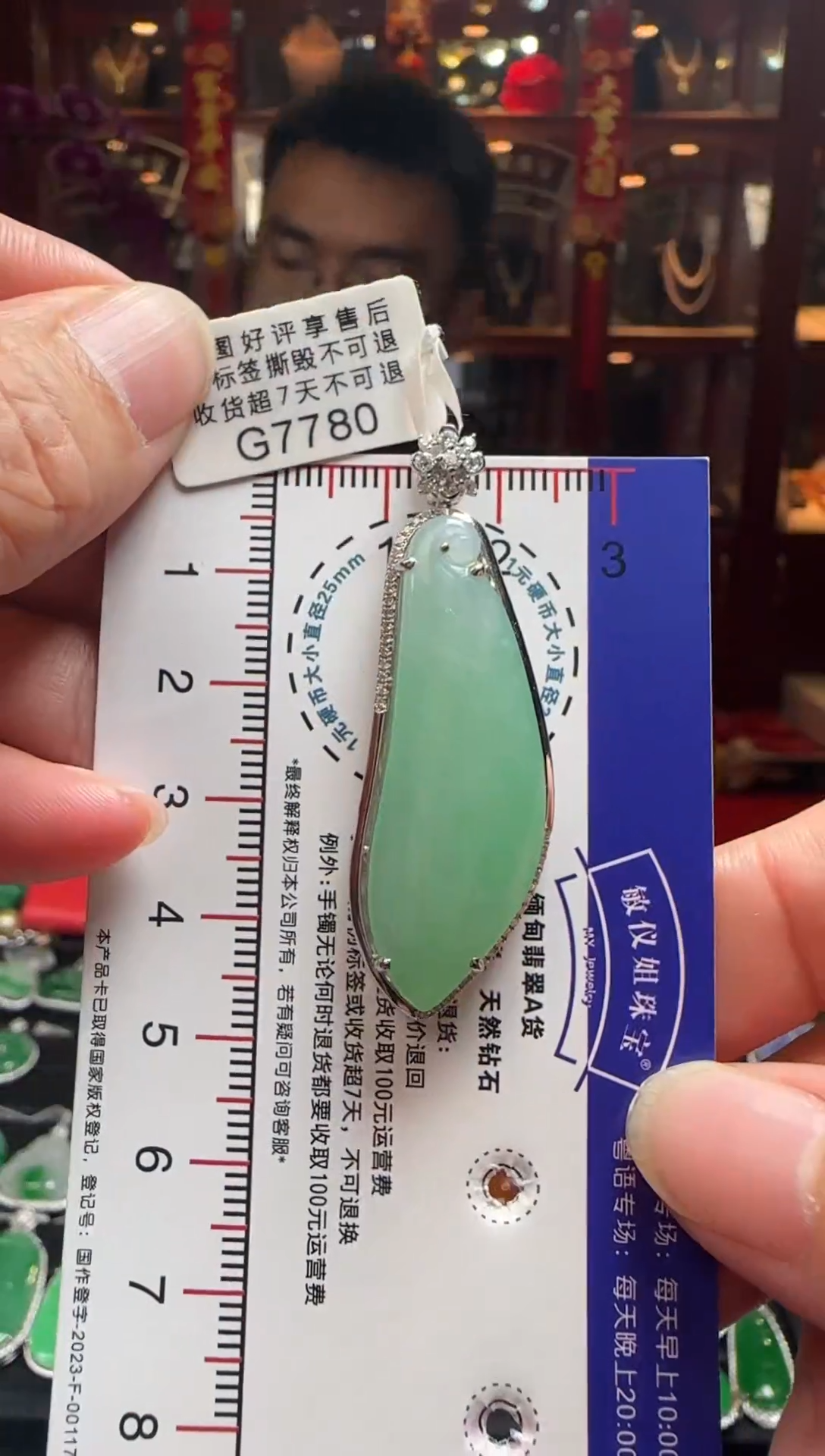 【闪购商品】翡翠颈饰18K金镶嵌G7780冰绿福瓜