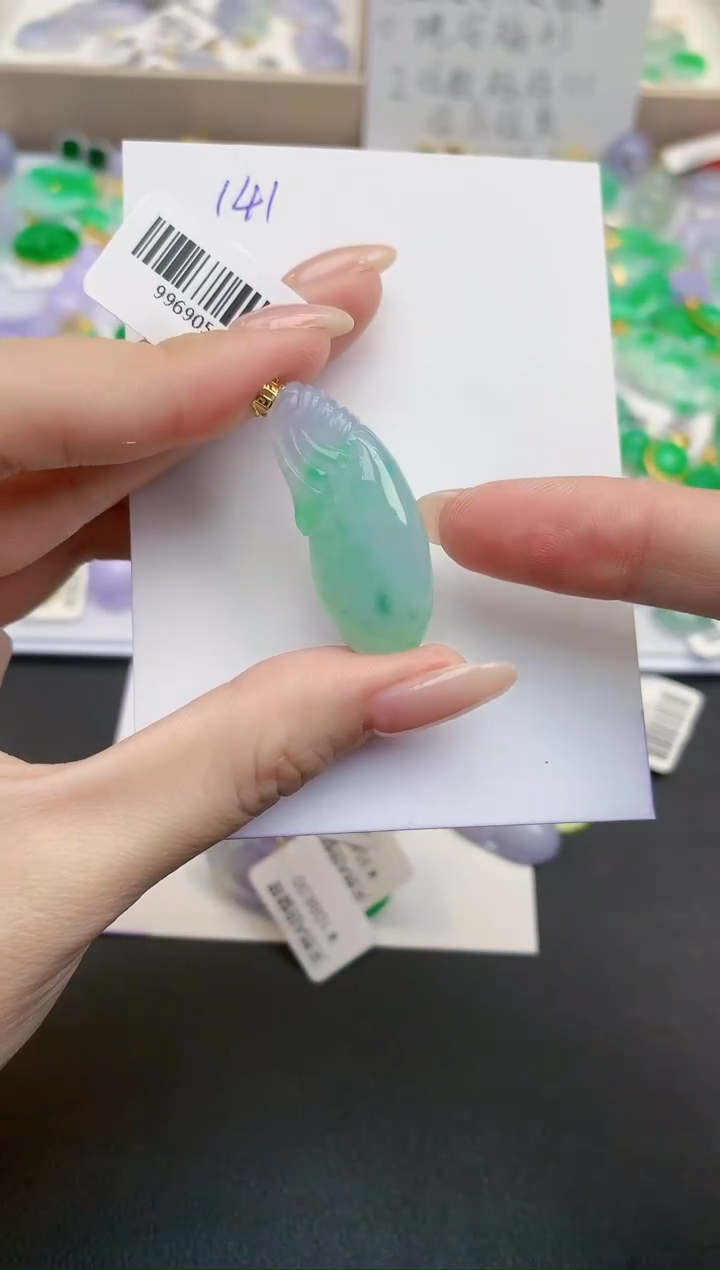 颈饰18K金镶嵌翡翠天然缅甸A货翡翠