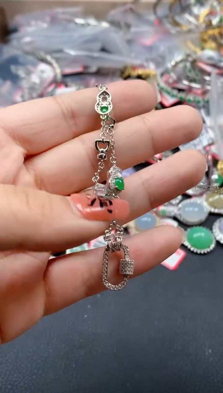 银S925镶嵌戒指翡翠天然A货缅甸翡翠