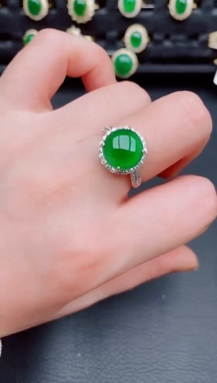 【闪购商品】翡翠戒指银S925镶嵌天然a货翡翠183