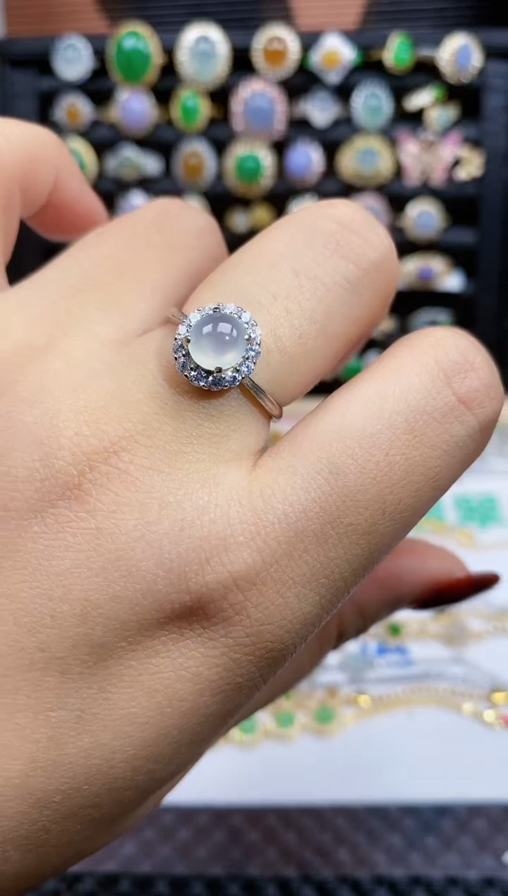 银S925镶嵌戒指翡翠260