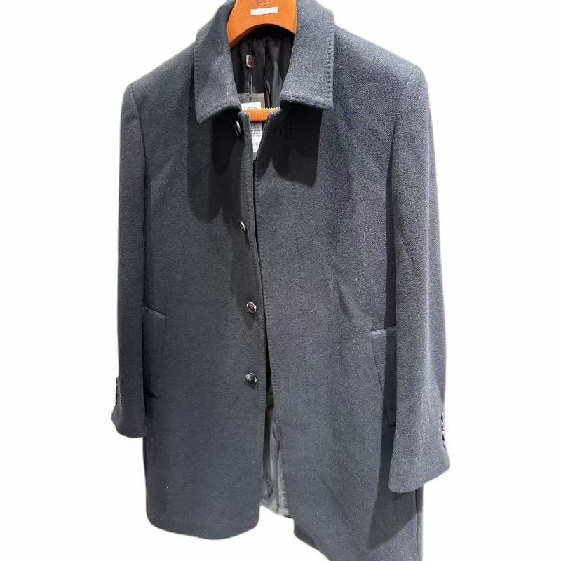 Y01-10*雅派家男士黑色长款商务休闲羊毛大衣