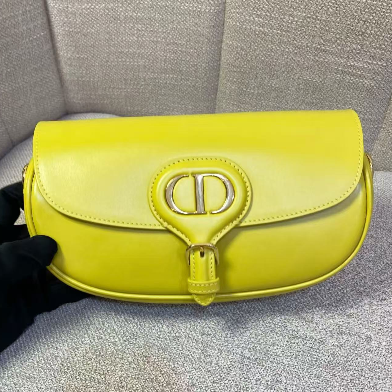 95新 DIOR/迪奥 芥末黄半月bobby/单肩时尚女士包