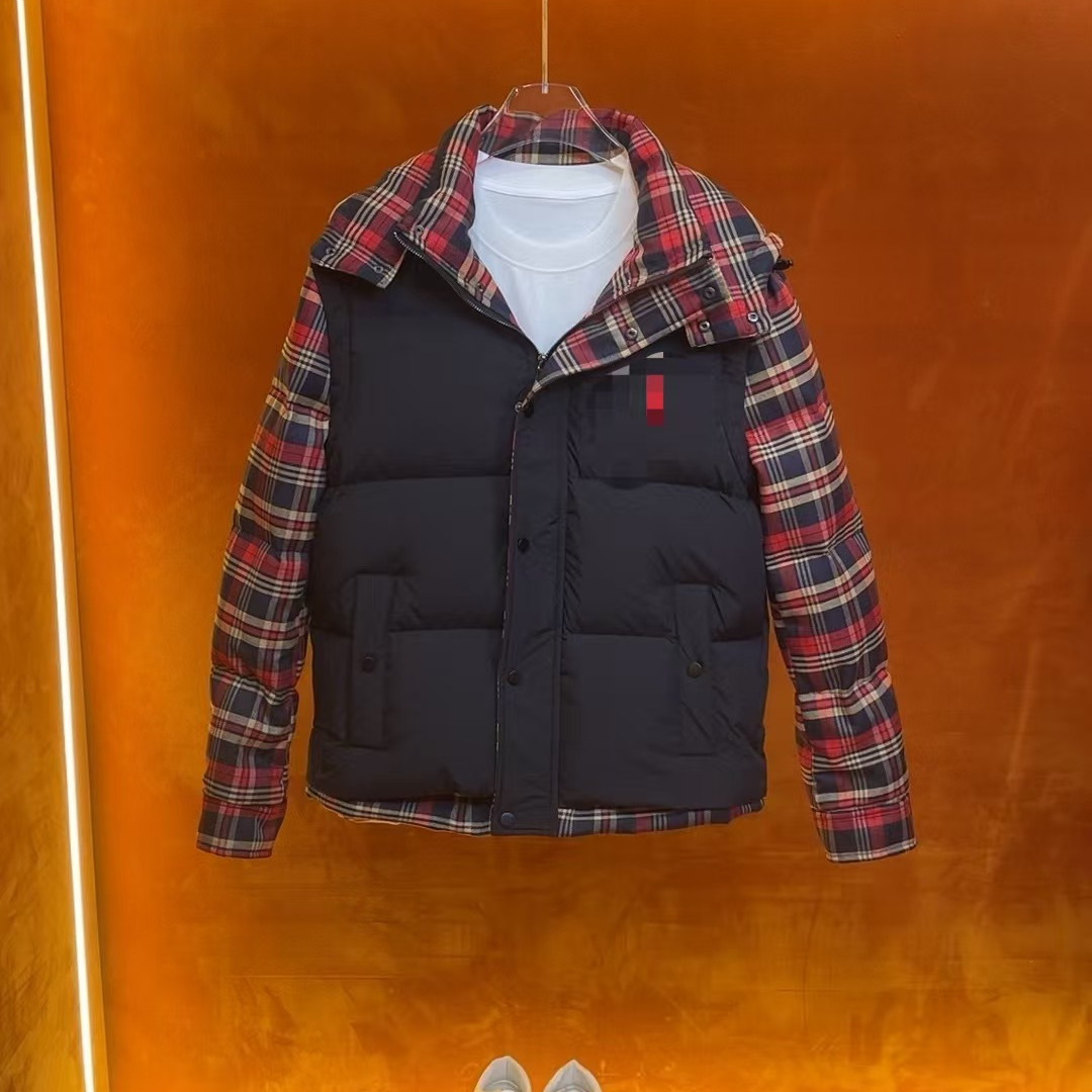 【/张断码捡漏】红格 2024新款冬装男假两件潮流长袖保暖连帽羽绒服
