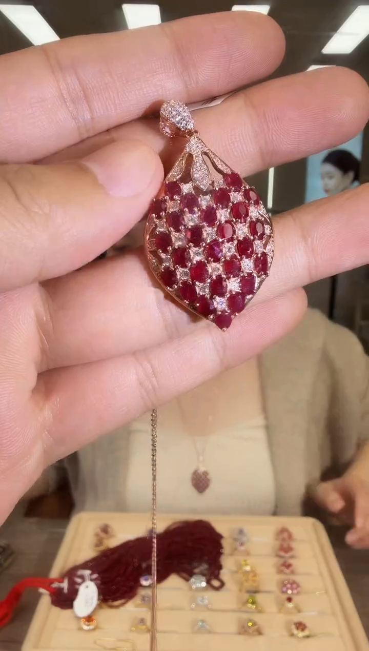 银S925镶嵌项链红宝石09