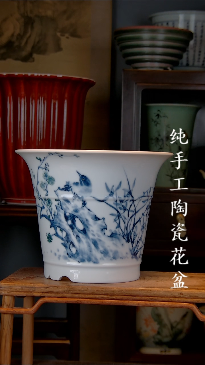 景德镇手工陶瓷花盆