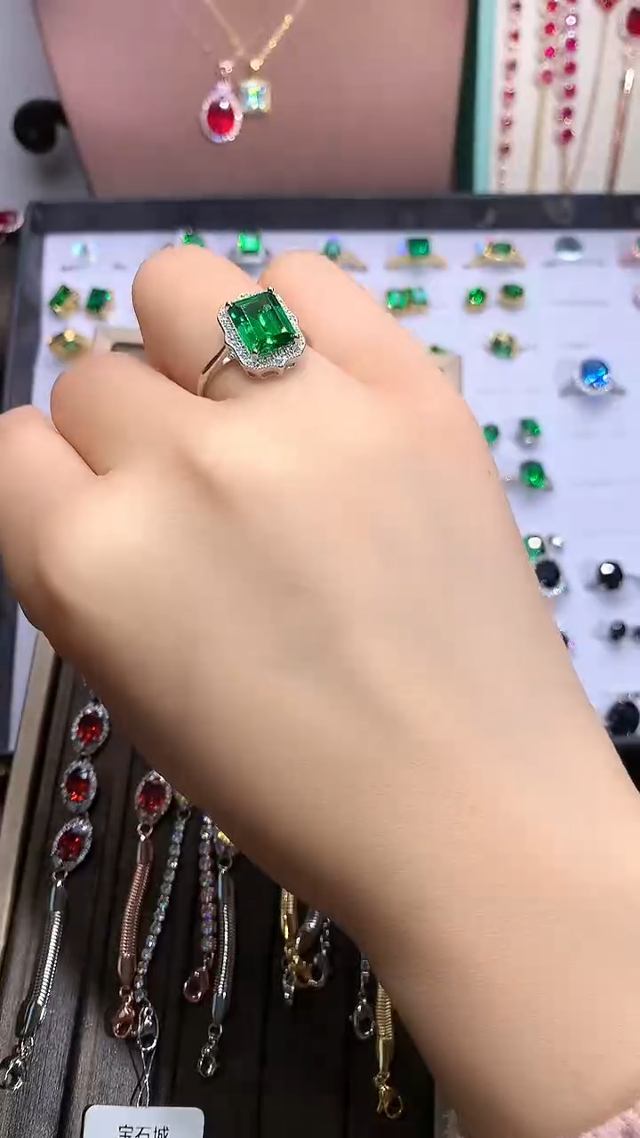 【闪购商品】透辉石戒指银S925镶嵌银色8.10