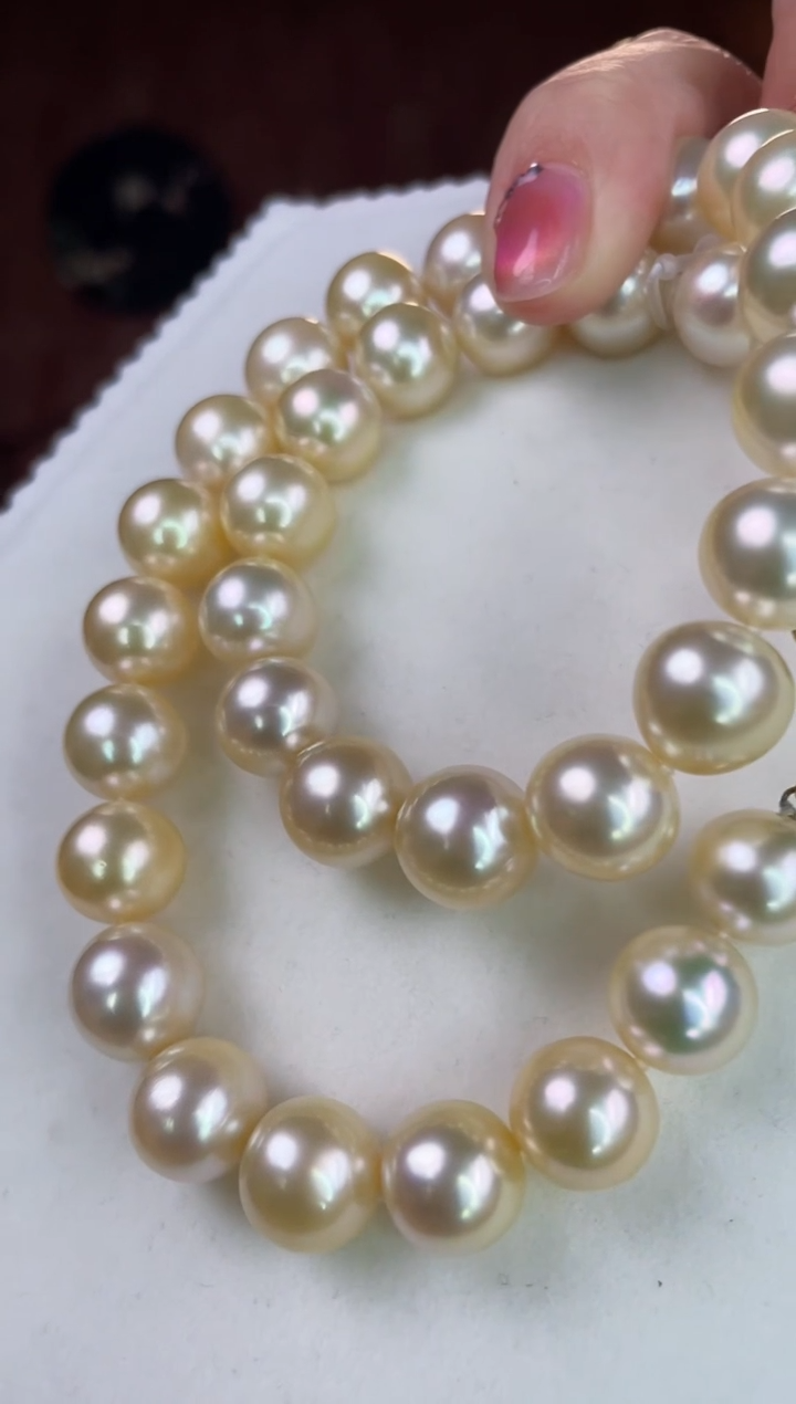 【闪购商品】海水珍珠项链14K金镶嵌干枯玫瑰11-12mm