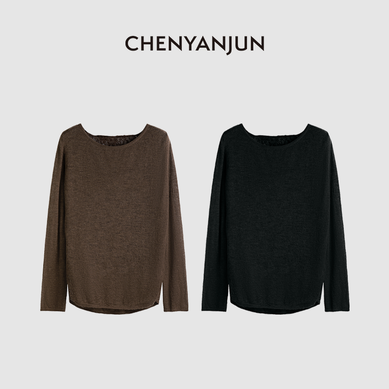 陈妍君【绵羊毛蕾丝设计感针织长袖T】CHENYANJUN CYJ-JJ194-M808