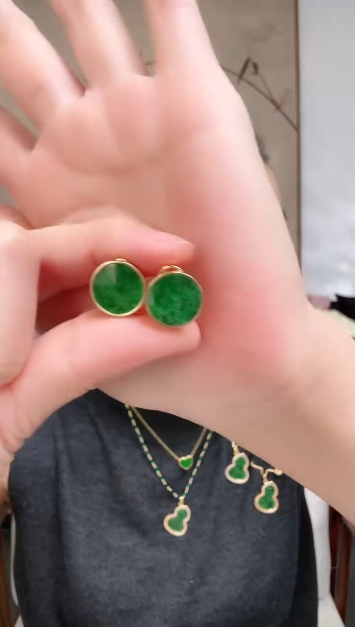 【闪购商品】翡翠耳饰银S925镶嵌耳饰