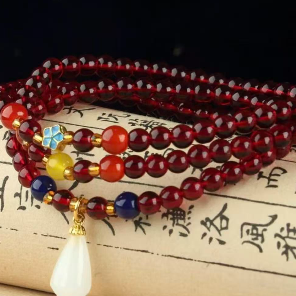 紫牙乌/石榴石（处理）毛衣链项链 MTS 24