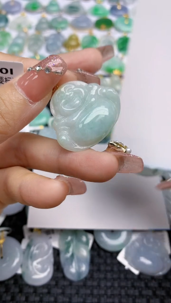 【闪购商品】翡翠颈饰18K金镶嵌天然A货翡翠 9