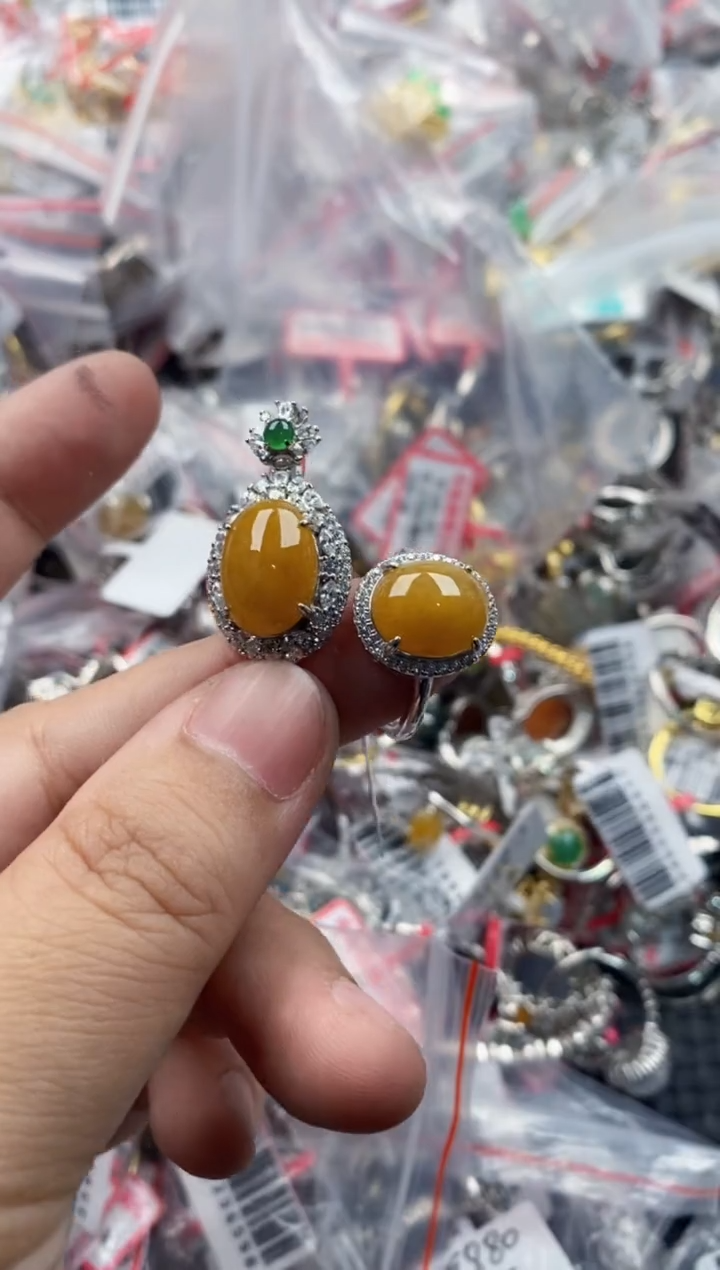 银S925镶嵌戒指翡翠1717   10