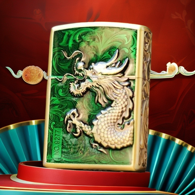 【ZK43-1】ZORRO帝王绿霸王龙防风浮雕打火机-211火花优品