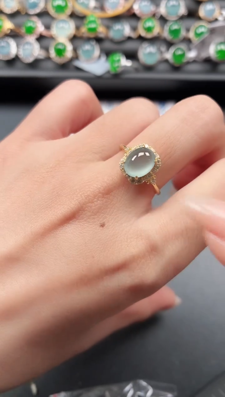 银S925镶嵌戒指翡翠1