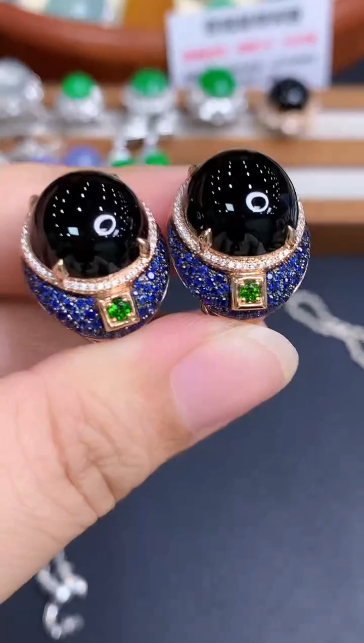 18K金镶嵌翡翠耳饰753-中国好珍宝