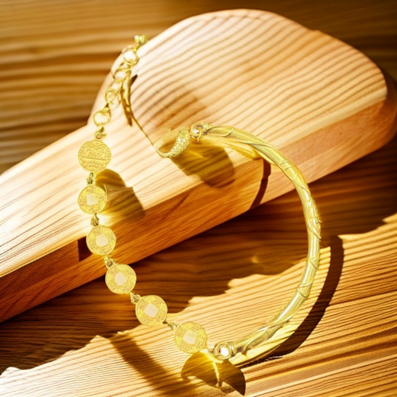 Y-6112  时尚五帝钱半镯手链 + 专柜礼盒