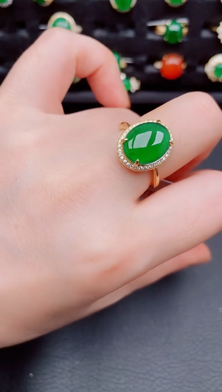 【闪购商品】翡翠戒指银S925镶嵌天然a货翡翠193