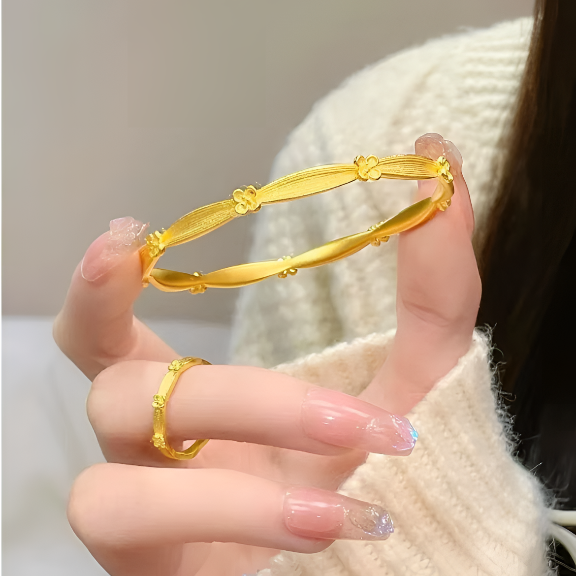 铜合金手镯 2025新款拉丝桂花香手镯女时尚不掉色