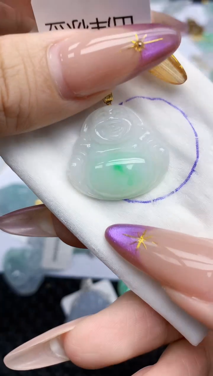 翡翠18K金镶嵌颈饰天然翡翠A货  百元以上9米证书费自理