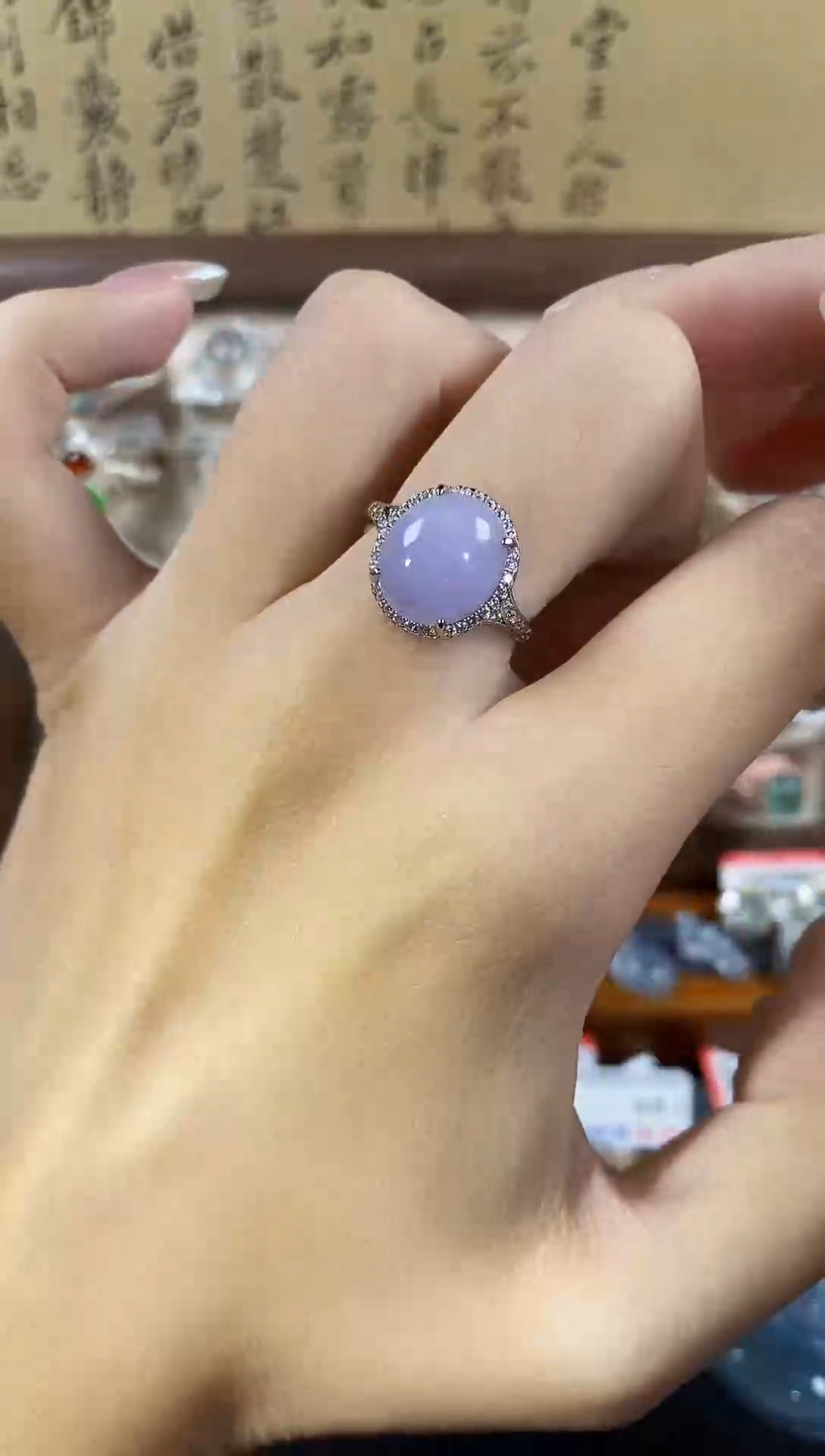 银S925镶嵌戒指翡翠 天然A货翡翠88