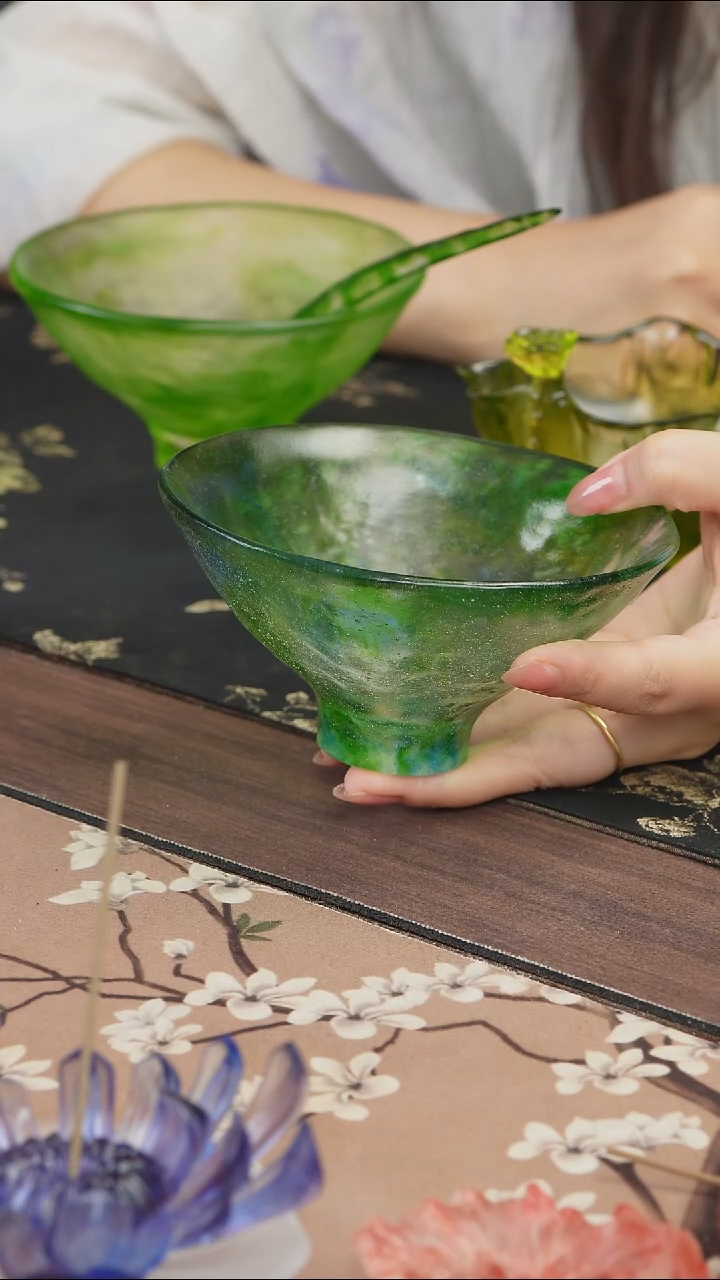 手工艺品琉璃蓝绿色建盏