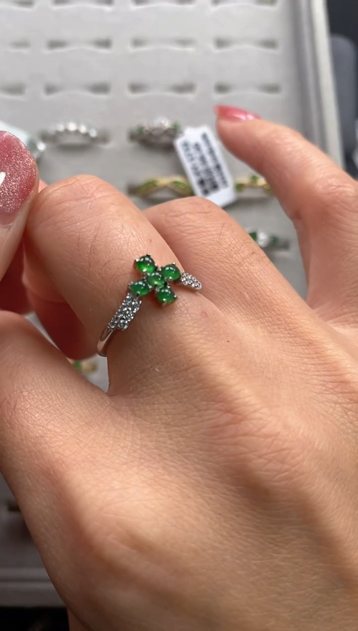 【闪购商品】翡翠戒指银S925镶嵌2222222     2