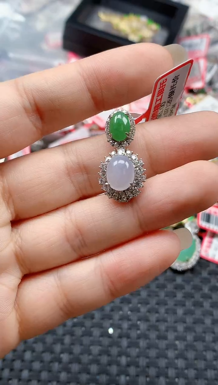 银S925镶嵌戒指翡翠天然A货缅甸翡翠