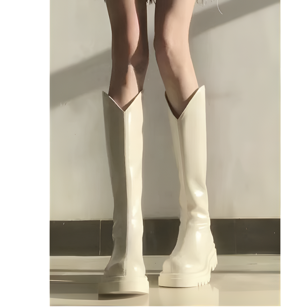 长筒靴女2025新款瘦瘦靴显瘦小个子v口厚底秋冬高筒骑士靴长筒靴