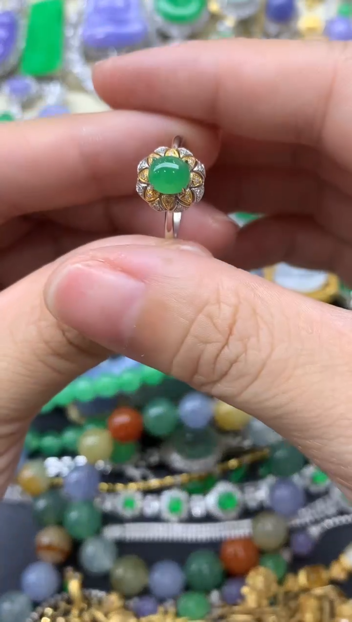 【闪购商品】翡翠戒指18K金镶嵌455-中国好珍宝