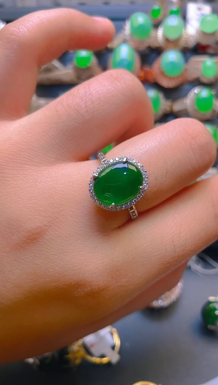 【闪购商品】翡翠耳饰银S925镶嵌天然A货翡翠1