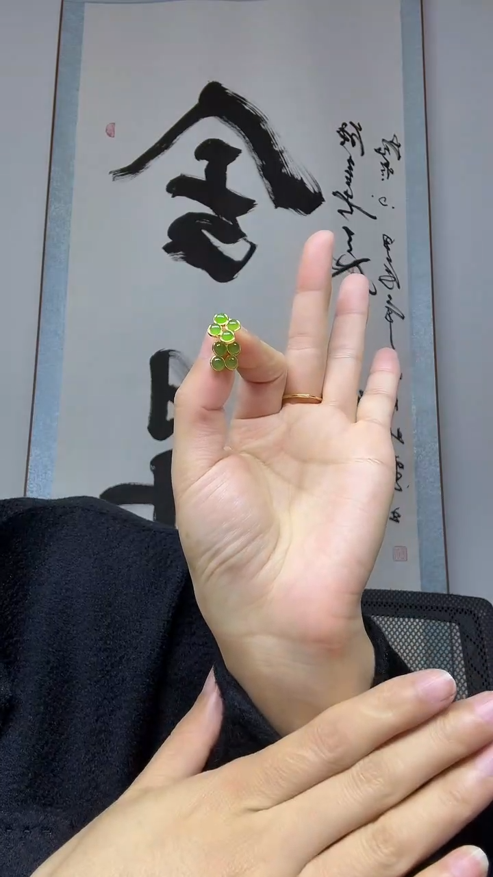 银S925镶嵌和田玉（碧玉）耳钉耳钉