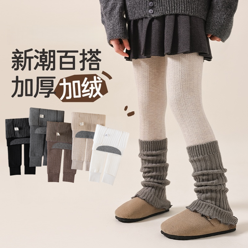 儿童加绒加厚连裤袜冬季外穿保暖女童打底裤