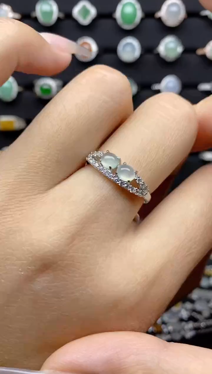 【闪购商品】翡翠戒指银S925镶嵌S925银镶嵌翡翠戒指