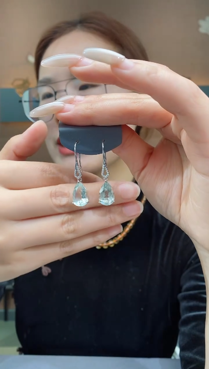 【闪购商品】水晶耳坠银S925镶嵌水晶耳坠