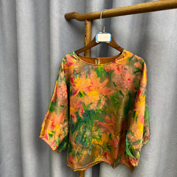 新款时尚休闲香云纱圆领上衣Z794