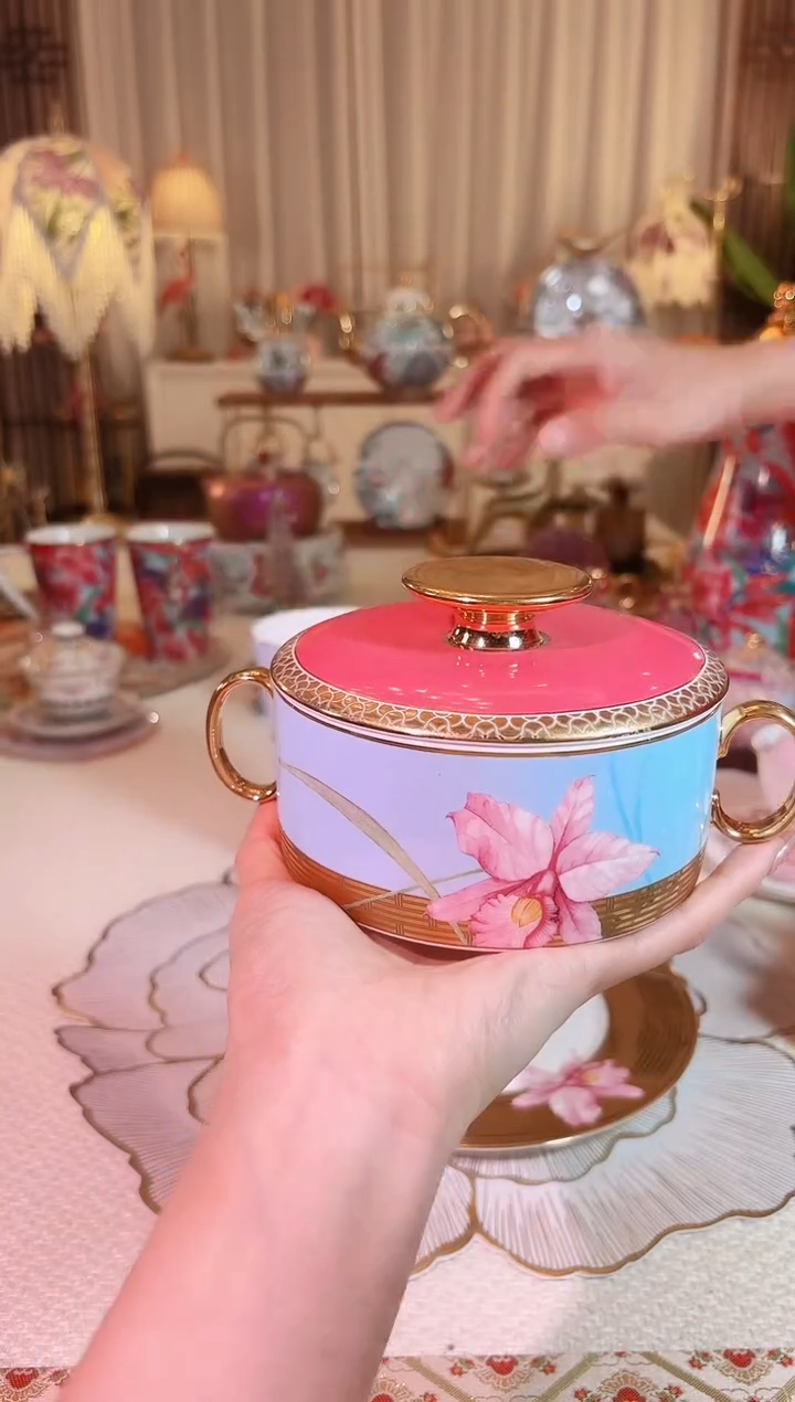 【闪购商品】瓷自然写生-卡特兰-双耳碗