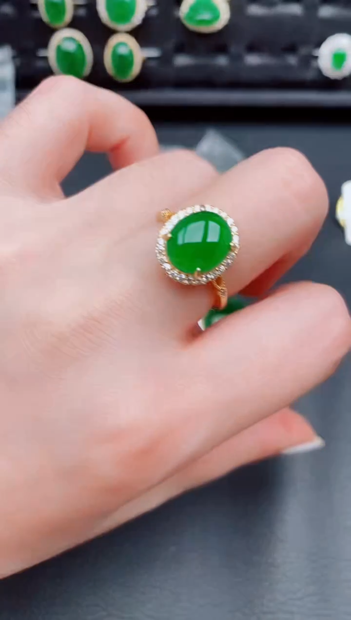 【闪购商品】翡翠戒指银S925镶嵌天然a货翡翠634