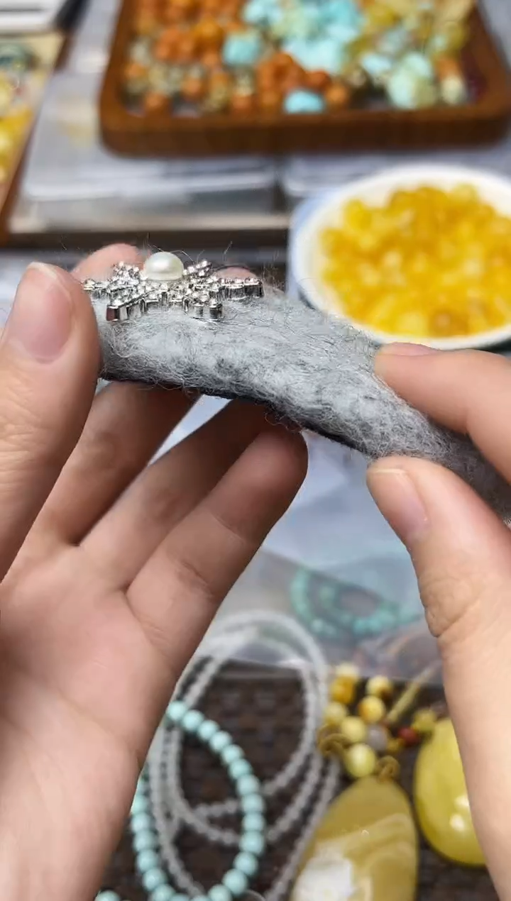 未镶嵌配饰淡水珍珠珍珠配饰发夹（灰色）ZD