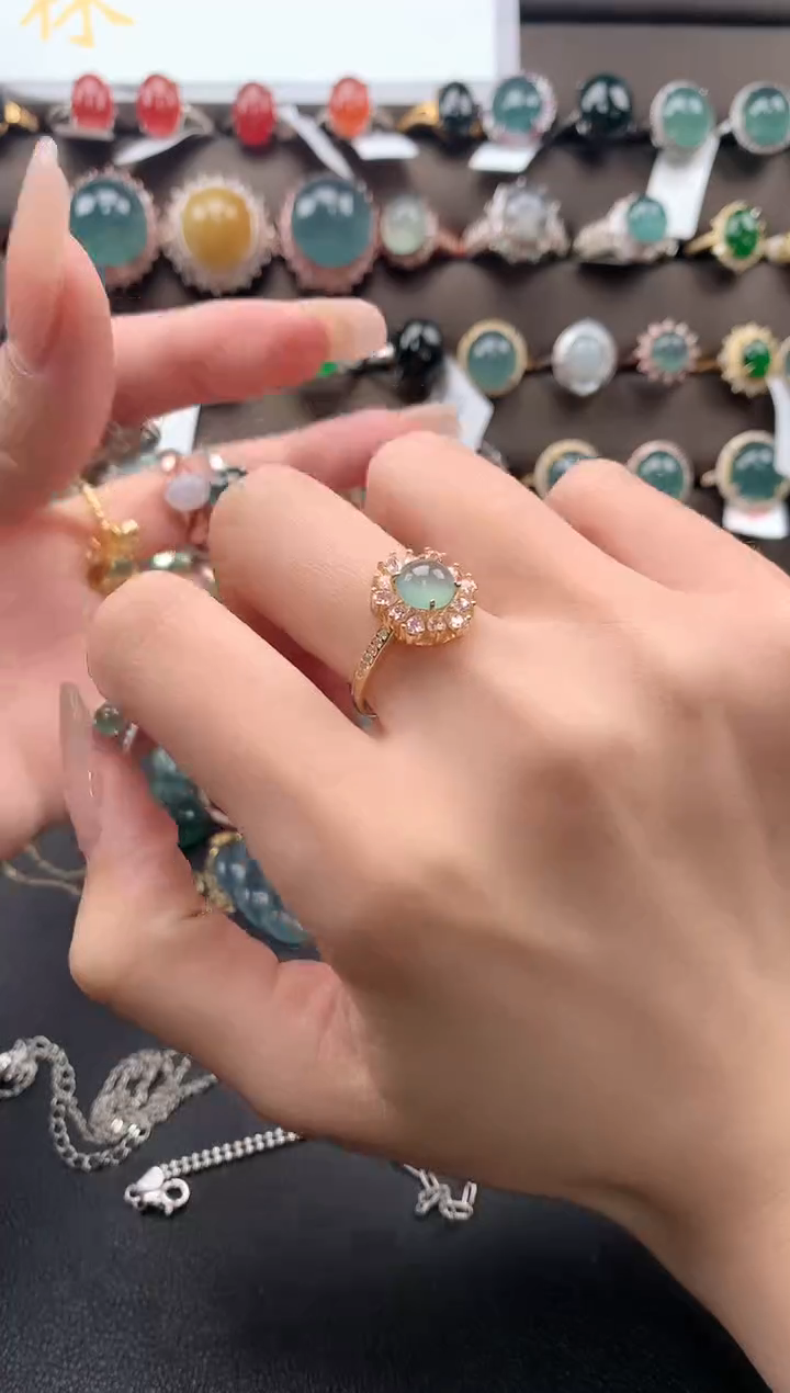 【闪购商品】翡翠戒指银S925镶嵌313131