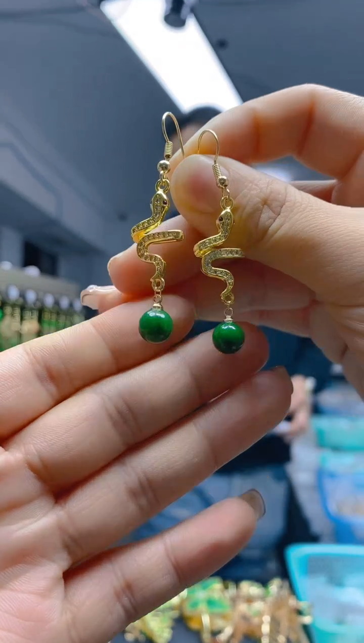 【闪购商品】翡翠耳饰合金0128翡翠耳钩