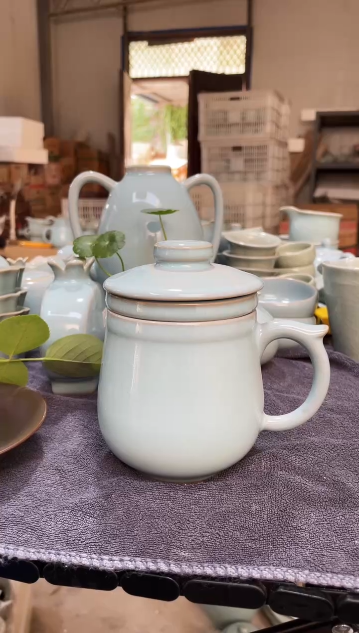 其他茶水分离杯 微瑕 天青釉
