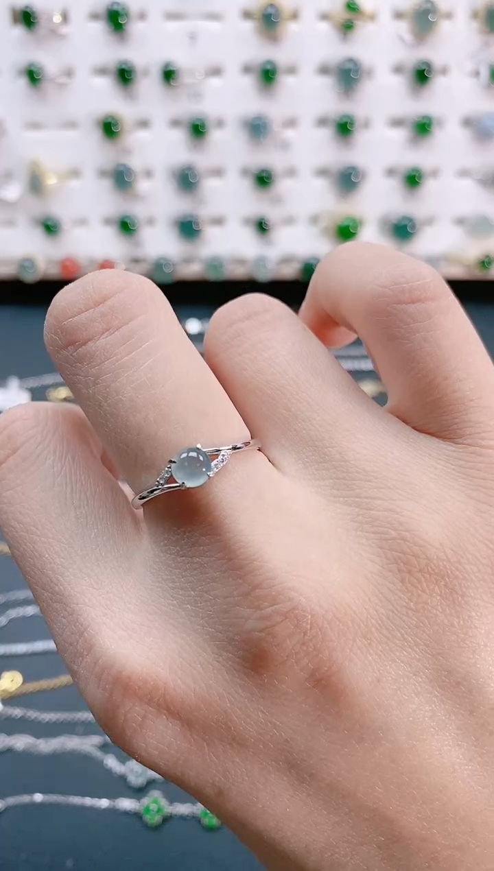 【闪购商品】翡翠戒指银S925镶嵌天然翡翠