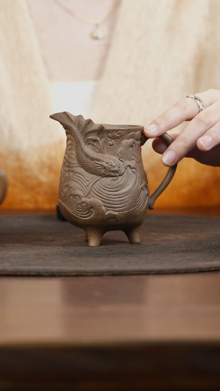 【闪购商品】紫砂茶叶罐古法烧堆绘鲤鱼公道